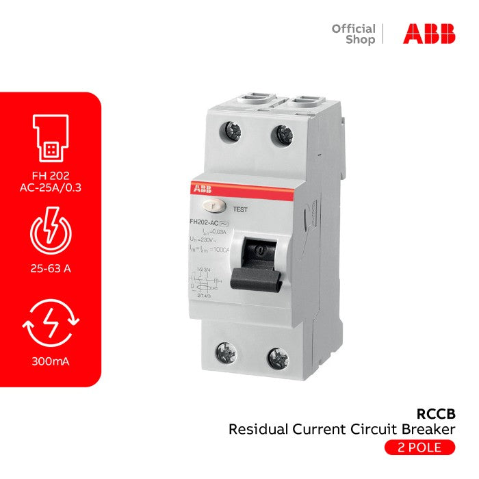 ELCB/RCCB ABB FH 202 AC-63/0.3 2P 63A 300mA