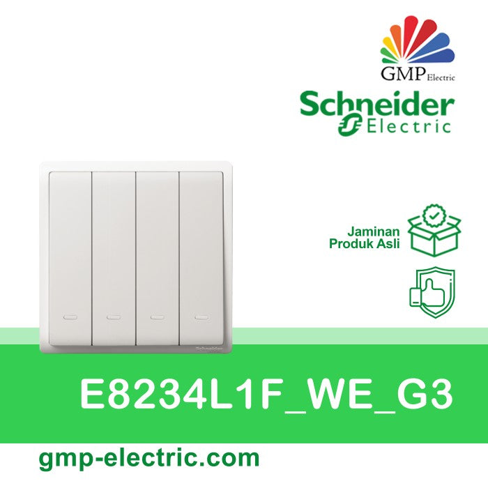 Saklar 4G 1W Schneider Pieno E8234L1F_WE_G3 White