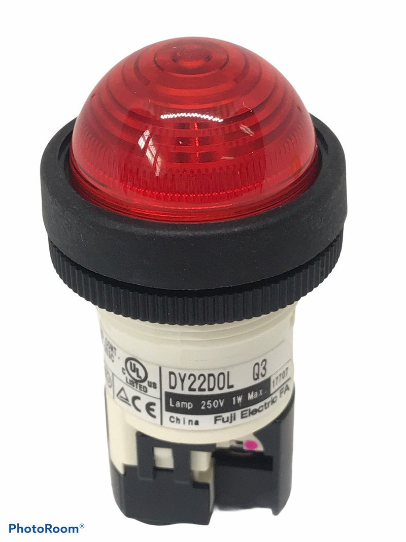 Pilot Lamp Fuji Dome DY22 DOL-E3R Direct, LED 24VDC 22 mm Red