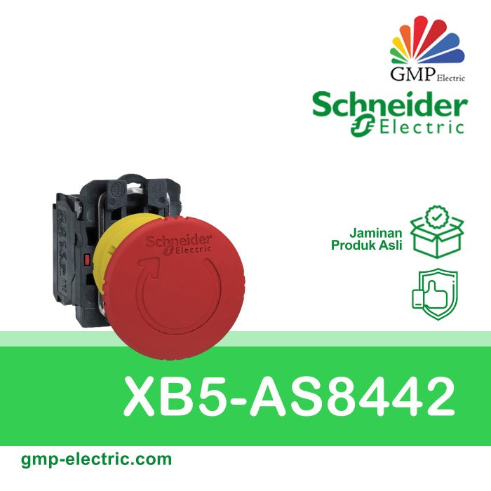 Push Button Switch Schneider XB5-AS8442 22 mm Plastic Mushroom Push Lock Turn to Release Red 1NC