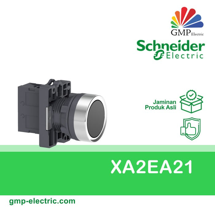 Push Button Schneider XA2EA21 22 mm Plastic Momentary Black 1NO
