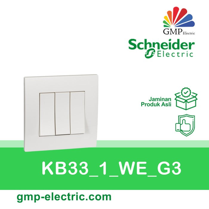 Saklar 3G 1W Schneider Vivace KB33_1_WE_G3 White