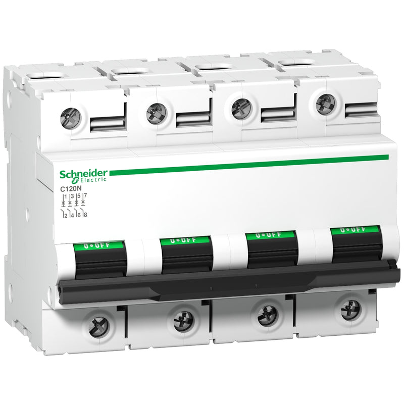 MCB Schneider C120N, Kurva C 10kA 4P 100A White A9N18375