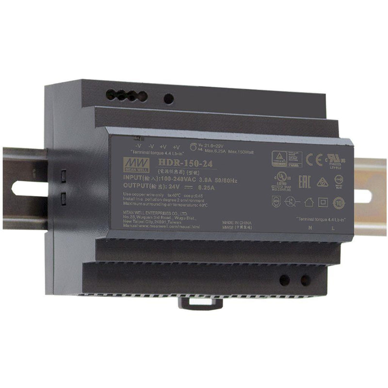 Power Supply Meanwell HDR-150-12 12VDC 12.5A Din Rail Black