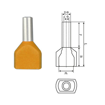 Ferrules TE 4012 2x4 Orange