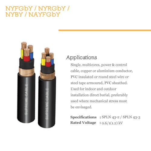 Kabel Power Supreme NYFGBY 3x2,5 mm Black 0.6/1KV