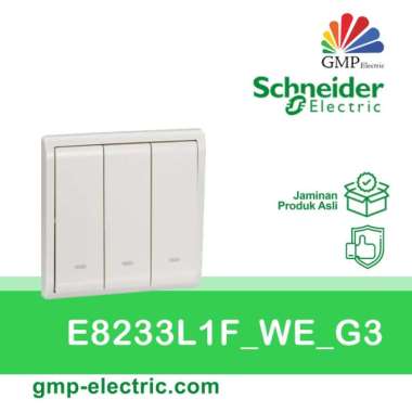 Saklar Triple Schneider PIENO E8233L1F_WE_G3 3G 1W White