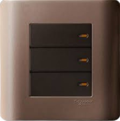 Switch Lampu Schneider Zencelo 3 Gang 1 Way Silver Bronze 16A E8433_1_SZ_G4
