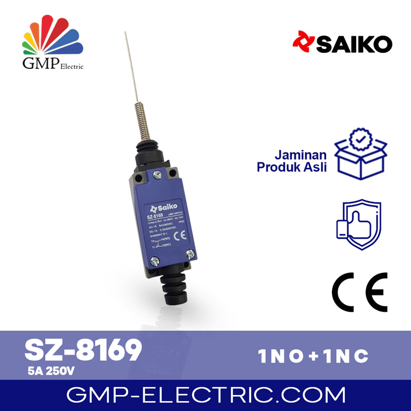Limit Switch Saiko Thermoplastic Spring Rod SZ-8166 5A 250V 1NO+1NC