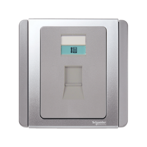 Stop Kontak Schneider NEO E3031RJ_GS 1Gang Telepone Outlte Grey Silver